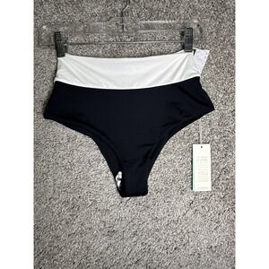 Shore Venice Bottom Black Contrast High Waist Bikini Size M NWT